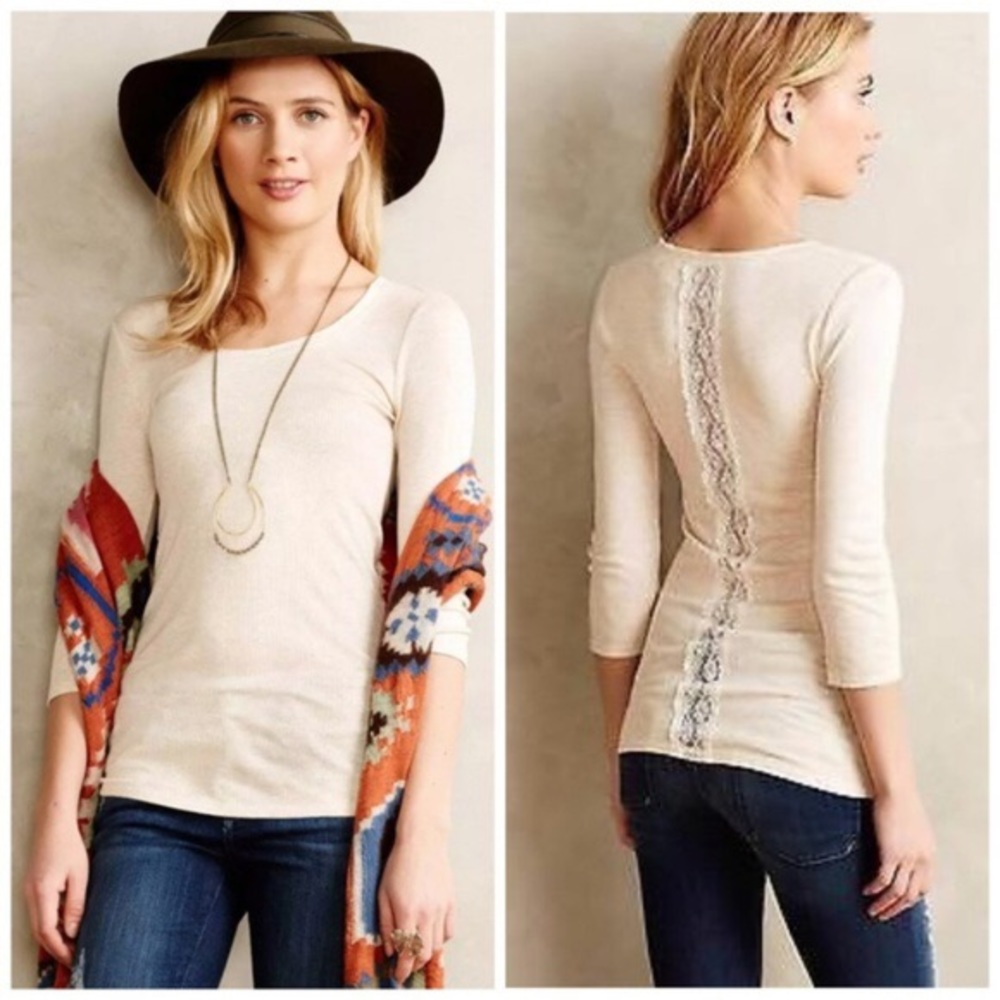 Eloise cream ribbed lace back top